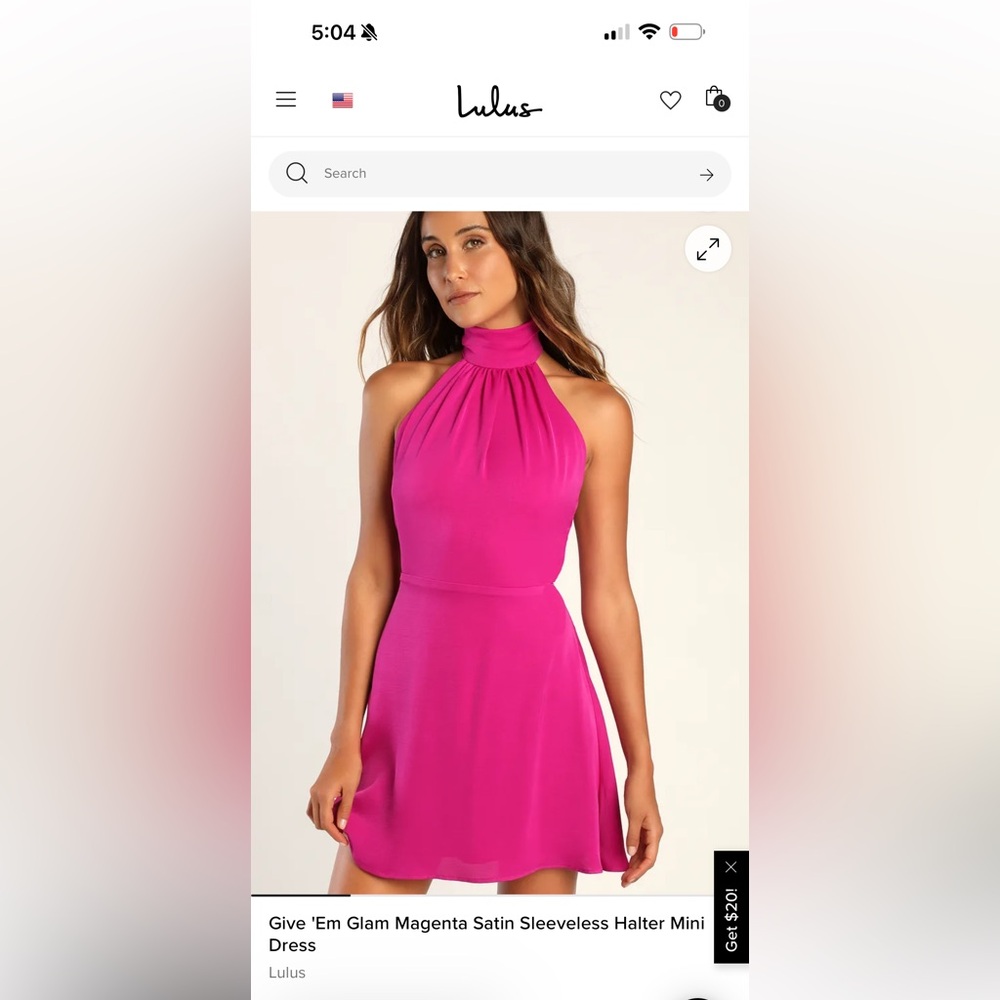 Lulu's Magenta Give ‘em glam Halter‎ Dress SIZE XS. Nwt—summer wedding
